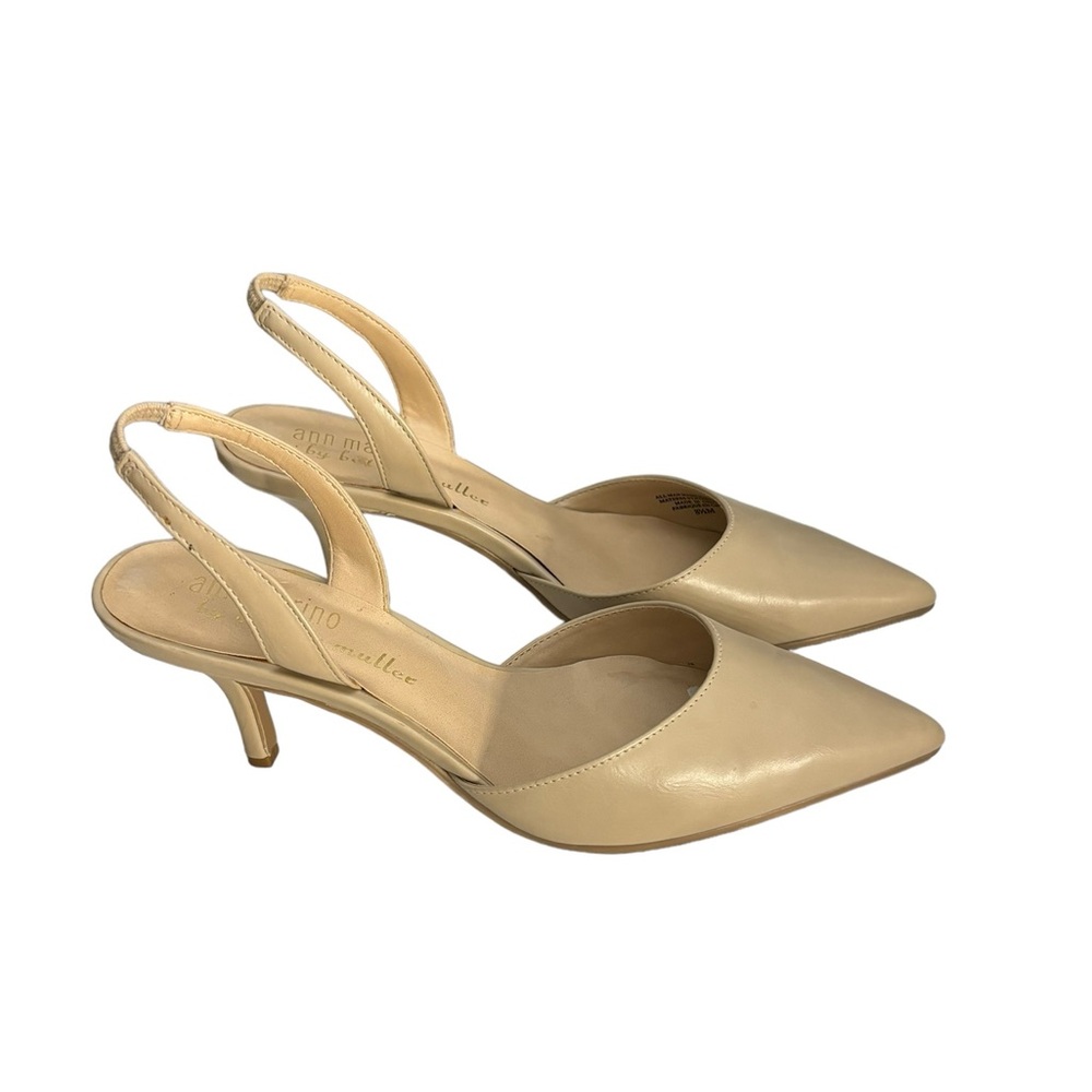 Bettye Muller nude pointed toe sling back dressy formal high heel shoe 8 1/2 - Picture 7 of 13